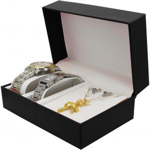 Kal-Boîte À Montres, 2 Emplacements, En Cuir Synthétique, Pour Homme, Organisateur De Bijoux Confortable, Organisateur De Bijoux Pour Couple, Boîte À Montres, Organisateur De Bijoux Pour Homme - Neuf