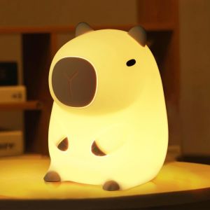 Capybara Veilleuse En Silicone - Jolie Lampe Capybara - 2 Niveaux De Luminosit&eacute; - Minuterie De 20 Minutes - D&eacute;coration Pour Chambre D'enfant, Salon, Cadeau D'anniversaire Pour Gar&ccedil;ons Et Filles - Neuf