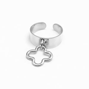 Bague Fortuna En Acier Inoxydable Argent&eacute;e Ajustable - Neuf