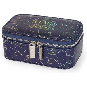 Legami - Jeb0003 - Coffret &Agrave; Bijoux Bling Queen, Th&egrave;me &Eacute;toiles, Mini Format, Fermeture &Eacute;clair, 3 Compartiments, Int&eacute;rieur Doubl&eacute; De Velours Doux, 13 X 5.5 X 9 Cm - Neuf