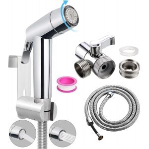 JGD-Pulv&eacute;risateur de toilettes pour bidet - Accessoire de bidet d'eau chaude en acier inoxydable pour lavabo ou toilette, comprenant un tuyau inoxydable de 59"" Accessoires de bidet - Neuf