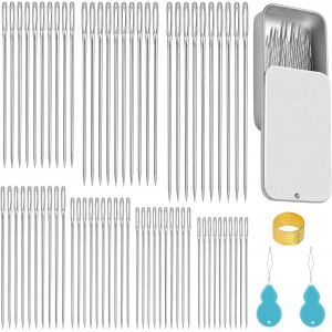 Mevronisshop-70 Pi&egrave;ces Aiguilles &Agrave; Coudre &Agrave; La Main, Aiguilles &Agrave; Coudre &Agrave; Gros Yeux, Aiguille A Coudre Aiguilles Couture Aiguilles En Enfileur Et D&eacute; &Agrave; Coudre Pour Coudre R&eacute;paration Matelassage (7 Tai - Neuf