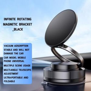 Cpl-360 °Support De Téléphone Magnétique Rotatif Tableau De Bord De Voiture Support De Cellule Mobile Gps Support De Téléphone Pliable Pour Iphone Android Smartphone-Black - Neuf