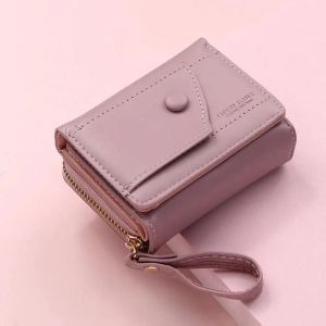 Portefeuille Court Four Seasons Pour Femme,Sac &Agrave; Fermeture &Eacute;clair Pour Fille,&Eacute;tudiant,Document Solide,Simple,Polyvalent,Mode.L087-Purple. - Neuf