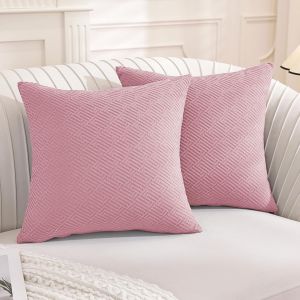 Cauc-Lot De 2 Decorative Housse Coussin 40x40, Housse De Coussin Super Doux Polyester, Cushion Covers Avec Fermeture Eclair Cach&eacute;, Pour Maison Salon Chambre Lit Clic Clac, Rose - Neuf