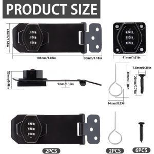 2 Pi&egrave;ces Serrure &agrave; Combinaison Verrou de Porte &agrave; Code 4 Pouces Loquet de Verrouillage &agrave; Combinaison Verrou &agrave; Combinaison avec Vis Serrure a Code &agrave; 3 Chiffres pour Porte Armoire Bo&icirc;te (Noir) - Neuf