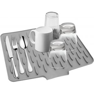 Tapis D'&Eacute;gouttement En Silicone, 40 X 32,5 Cm, Avec Structure Rainur&eacute;e Et Design Antid&eacute;rapant, Tapis De Drainage Pour Vaisselle Et Couverts - Neuf