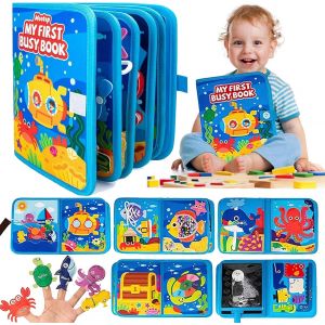 JGD-Avec th&egrave;me oc&eacute;an, livre d'occupations 3D en feutre, jouet sensoriel &eacute;ducatif, livre silencieux pour gar&ccedil;ons et filles &agrave; partir de 1, 2, 3 ans, activit&eacute;s d'apprentissage pour les tout-petits - Neuf