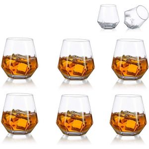 6 Verres &Agrave; Whisky Inclin&eacute;s G&eacute;om&eacute;triques &iquest; Fond Lourd - Neuf