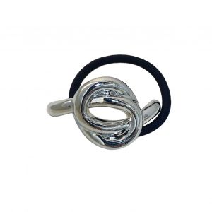 Décor En Métal, Cravate Queue De Cheval, Manchette De Cheveux, Bandeau Élastique Pour Femmes, Design Géométrique, Corde De Cheveux Noire, Accessoires Pour Cheveux-Argent B - Neuf