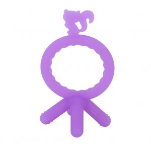 Anneau De Dentition En Silicone Antiderapant Pour Bebe, Mignon Ecureuil, Jouet A Macher Pour Bebe, Violet - Neuf