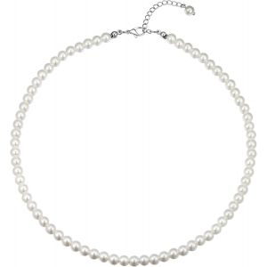Trahoo-Collier Femme Perle Blanche De 4/6/8/10mm, Collier Homme Perle Noire Ras De Cou En Cristal Ajustable De 40+5cm - Neuf