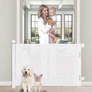 Barriere De Securite Enfant-R&eacute;tractable Barriere De Securite Chien 86x140cm Barri&egrave;re De S&eacute;curit&eacute;,Barriere Escalier Enroulable Pour Les Escaliers/Portes/Couloirs - Neuf
