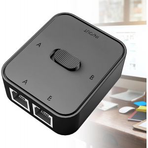 Commutateur réseau Gigabit Switch 2 ports : RJ45 Réseau Key-Press Switch Splitter Selector Box,Réseau LAN Switch 2 ports Network Hub Gigabit Switch 2 ports Commutateur de bouton réseau,Plug and Play - Neuf