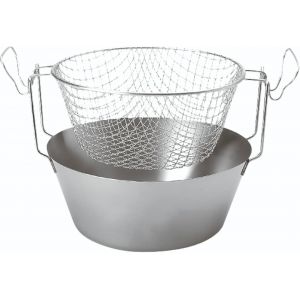 Art23224 ¿ Friteuse Inox Traditionnelle Dite Friteuse Du Nord Fond Thermique Et Panier Acier Étamé - Ø 24Cm, 2.8L - Neuf