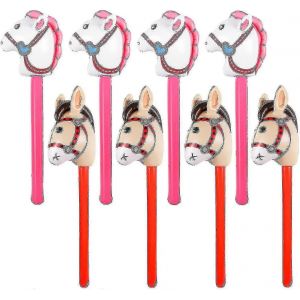 Cheval gonflable en bâton 8 pièces, cheval gonflable sur bâton fête/ferme-White 1pcs - Neuf