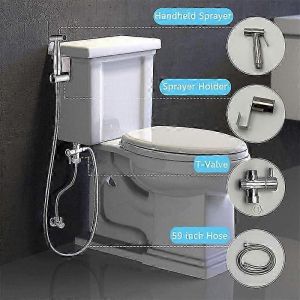 Ensemble de pulverisateur de bidet de toilette a main en acier inoxydable, robinet de bidet a main, pistolets de pulverisation, pulverisateur a main de salle de bain, pommeau de douche autonettoyant - Neuf