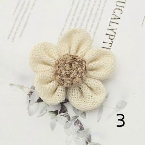 Naturel De La Toile De Jute Fleurs 3 Pi&egrave;ces Beige Adapt&eacute; Pour L'Artisanat, La F&ecirc;te De No&euml;l - Neuf