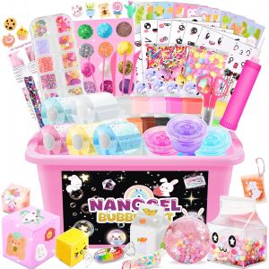 JEXNOVASHOP-100 Pi&egrave;ces Nano Tape Bubbles Kit avec 5 Bandes Nano Tape, Ballon &agrave; Bulles et Autocollants, Mat&eacute;riel de Bricolage DIY pour Enfants, Cadeau de F&ecirc;te Cadeau d'Anniversaire (R&eacute;utilisable) - Neuf