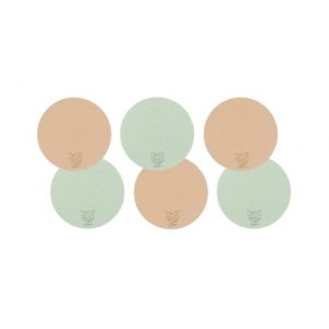 Sous-Verre Rond R&eacute;versible - 6 Pi&egrave;ces - Rose P&acirc;le Et Vert P&acirc;le - Neuf