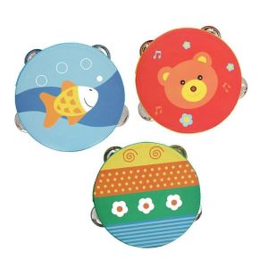 Jouets &eacute;ducatifs Instrument de musique Tambourin &agrave; main Tambourin Enfant en bois - Neuf