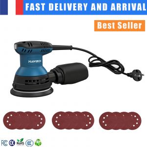 Ponceuse sur rail, polisseuse &eacute;lectrique portable confortable, meuleuse &agrave; main avec 12 feuilles abrasives, &eacute;quip&eacute;e d'un collecteur de poussi&egrave;re, pour le meulage et le polissage. - Neuf