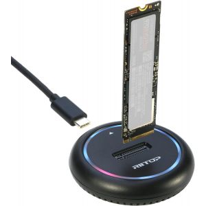 Station d'accueil SSD M.2 NVMe et NGFF avec RGB, lecteur SSD M.2 NVMe pour NVMe et (B+M Key SATA) SSD bo&icirc;tier externe - Neuf