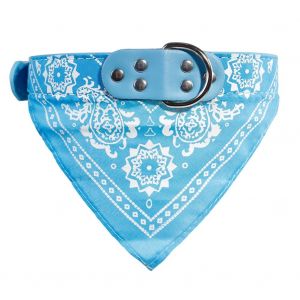 Hjlian Bavoir Pour Petit Chien Et Chat, Motif Ethnique, Serviette De Salive, Collier Reglable Pour Animal De Compagnie (Bleu Clair Xl) - Neuf