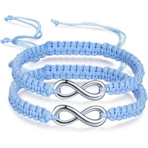 Eryi-Bracelet Tressé En Acier Inoxydable Avec Symbole De L'infini Pour Femme Et Fille, Chaîne Réglable 17-28cm, Cadeau De Noël Ou D'anniversaire (Deux Bracelets) - Neuf