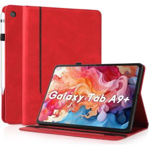 Coque Pour Samsung Galaxy Tab A9 Plus 11"" 2023 (Sm-X210/X216/X218)-Étui Housse De Protection Cuir Pu Avec Fonction Support/Portefeuille Coque Tablette Samsung Tab A9+ Plus (Rouge) - Neuf