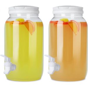 Bhhbb-Lot De 2 Distributeurs De Boissons Avec Robinet, 3,8 L, En Plastique, Distributeur De Boissons Pour Réfrigérateur, Avec Robinet, Pour Jus, Cocktails, Limonades, Boissons Faites Maison - Neuf