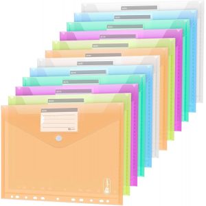 TIANYI-Lot de 24 porte-documents A4, 6 couleurs, pochette transparente A4 transparente, pochette avec bouton pression pour organiser, avec 11 trous et poche pour étiquette - Neuf