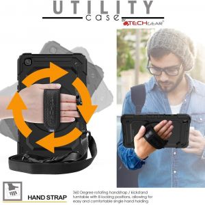 Coque Pour Samsung Galaxy Tab A 8,0 Pouces 2019 (Sm-T290 T295) Coque Rigide, Protection Antichoc Avec Support Pivotant 360 Degrés, Bandoulière Épaule Et Prise Main [Noir] Tab A8 2019 - Neuf