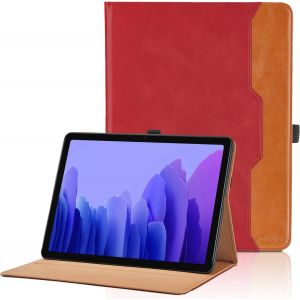 Coque Pour Samsung Galaxy Tab A7 10.4"" 2020 Sm-T500/T505/T507 Pu Cuir Cover Tablette Housse De Protection Auto R&eacute;veil/Sommeil, Multi-Angle &Eacute;tui Avec Poche - Rouge - Neuf