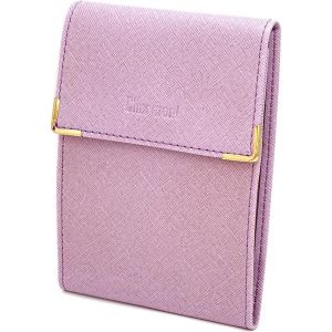 TRAHOO-- &eacute;tui Pochette Porte ch&eacute;quier Longue Pliant - Talon &agrave; Gauche - 3 emplacements Carte bancaire - 3 Plis - Compact - en Cuir Vachette - 10,5 cm X 14,5 cm (ZSF Violet) - Neuf