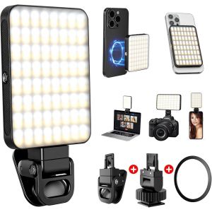 LORANKA-Lumi&egrave;re Selfie Light,magn&eacute;tique Lampe &agrave; Selfie Flash Portable 3 Modes d'&eacute;clairage ajust&eacute;s et 10 Niveaux de luminosit&eacute; pour t&eacute;l&eacute;phone, Cam&eacute;ra, TikTok (Black) - Neuf
