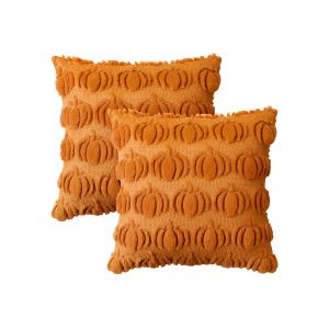 Housse De Coussin Citrouille Automne 45x45cm D&eacute;coration Halloween Fausse Fourrure Marron - Neuf