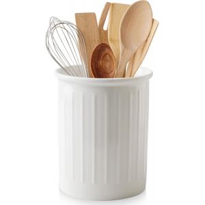 Sjzg-Porte-Ustensiles De Cuisine, 10,8 X 13,4 Cm, Porte-Ustensiles Pour Comptoir De Cuisine, Porte-Couverts En Relief Pour La Cuisine, Organisateur D'ustensiles Blanc, R&eacute;cipient &Agrave; Ustensiles En C&eacute;ram - Neuf