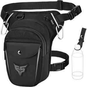 ERYI-Sacoche De Jambe Moto Capacité Extensible, Sac Banane Femme Homme Avec Bande Réfléchissante, 1 Clip À Gourde, 2 Mousquetons Pour Randonnée Pêche - Neuf