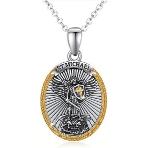 Kal-Collier Archange Michael Collier Pendentif Bouclier Épée Crucifix Pendentif Catholique Religieux Bijoux Amulette De Protection Médaille Homme Femme - Neuf