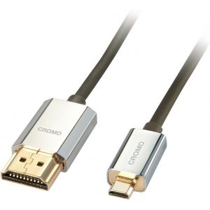 KALANKA-- C&acirc;ble HDMI vers Micro HDMI A/D CROMO Slimline High Speed 3 M&egrave;tres avec Design Slimline, 4k@60Hz 10.2G 3D 1080p HDCP 2.2 ARC CEC Test&eacute; ATC Compatible avec TV, PC Monitor, Tablette, Cam&eacute;ra - Neuf