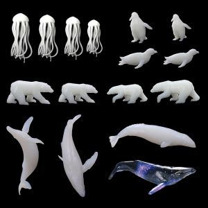 12pcs Bijoux Moulage Outils Mini 3d Moule Remplisseur De R&eacute;sine Moule En R&eacute;sine Remplisseur Mini M&eacute;duses Ours Polaires Baleines Pingouins Avion En Papier Pour D&eacute;coration De Paysage, Artisanat - Neuf