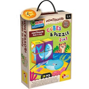 - Cubes Montessori Et Puzzles - Jeu Éducatif - Jeu En Bois Et Carton Pour Dextérité Et Observation - 4 Cubes En Bois - Favorise Le Développement Sensoriel - Neuf