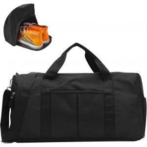 Rfcbc-Sac De Sport Homme/Femme Léger Avec Compartiment Chaussures Duffel Bag Ésistant À L'eau Gym Fitness Pour Voyage, Weekend, Musculation, Outdoor, Workout (Noir) - Neuf