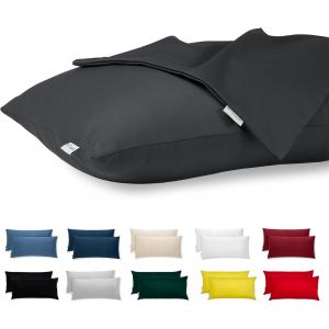 Slep-Taie D'oreiller 40x70 Coton Satin Premium Lot De 2 Housse Coussin Pour Coussins Canapé/Lit Tissu Super Doux Resistant Et Lavable Hypoallergénique Anti-Acariens Avec Fermeture Éclair Invisible - Neuf