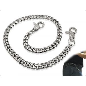 TRAHOO-cha&icirc;ne de pantalon,porte-cl&eacute;s punk en acier inoxydable,cha&icirc;ne de sac &agrave; main avec mousqueton,utilis&eacute;e pour les portefeuilles de jeans hip hop pour hommes et femmes(argent) - Neuf