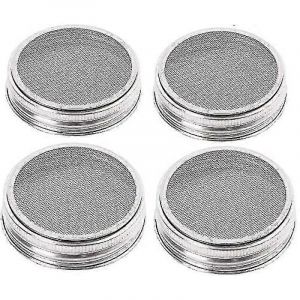 Ensemble De Couvercle De Pot À Germe Mason Jars À Large Ouverture - Acier Inoxydable (Paquet De 4) - Neuf