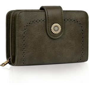 CAUC-Portefeuille Femme Vintage en Simili Cuir - Porte Monnaie Zipp&eacute; avec 16 Cartes et RFID Blocage - Portefeuille Moyen Cadeau &Eacute;l&eacute;gant pour Femme (Coffret Cadeau Inclus) - Neuf
