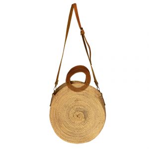 Panier rond anse cuir - Neuf