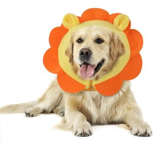 Collerette Souple Chien Gonflable, Protection R&eacute;glable Collier De Favoriser La R&eacute;cup&eacute;ration Pour Chien Chats Anti Lechage & Morsure Eu004 (L, Brown Lion) - Neuf